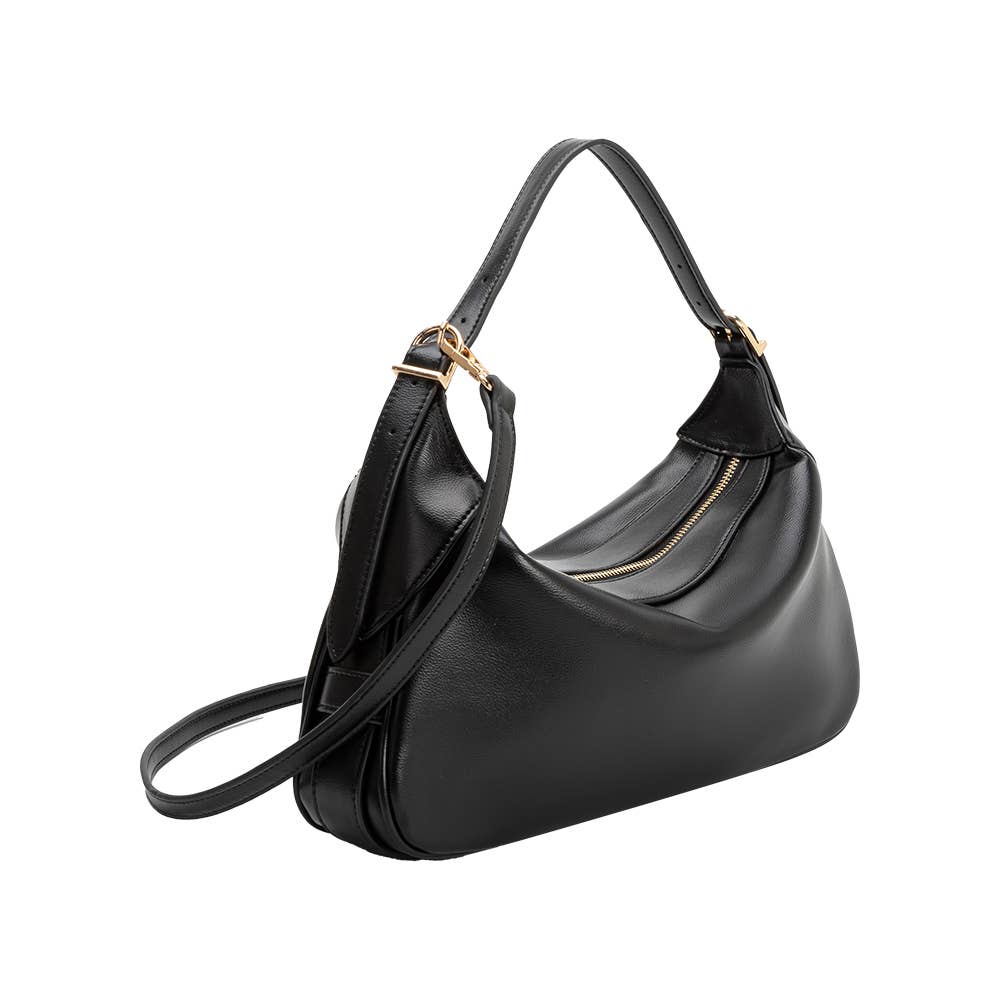 Nicolette Black Recycled Vegan Shoulder Bag