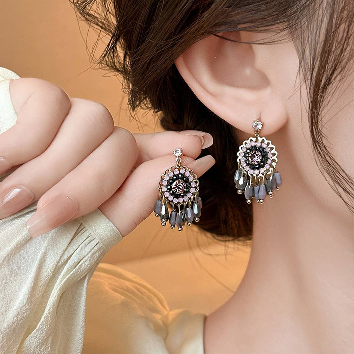Flower Fashion Tassel Earrings
