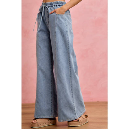 Elastic Wide Leg Jeans