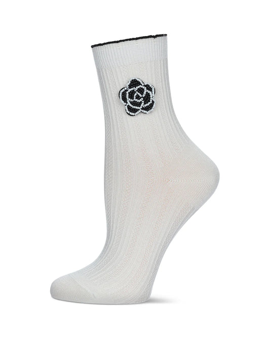 Beaded Blossom Crew Socks 9-11