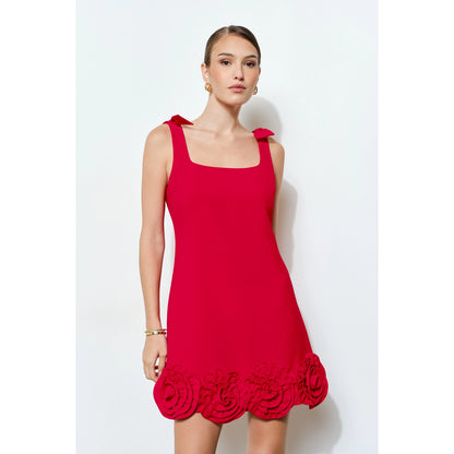 Bow Shoulder Straps Rosette Mini Dress