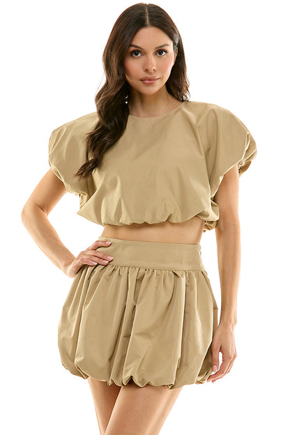 Bubble Crop Poplin Top