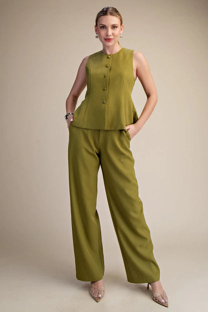 Button Peplum Vest
