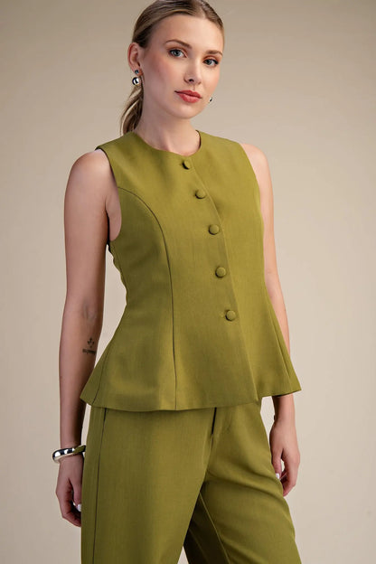 Button Peplum Vest