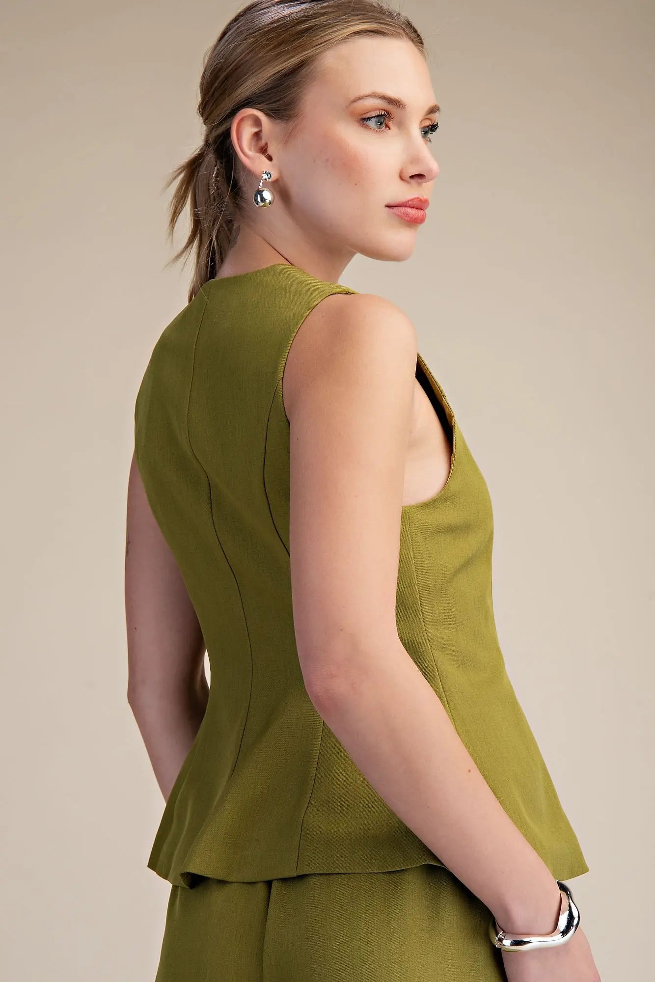 Button Peplum Vest