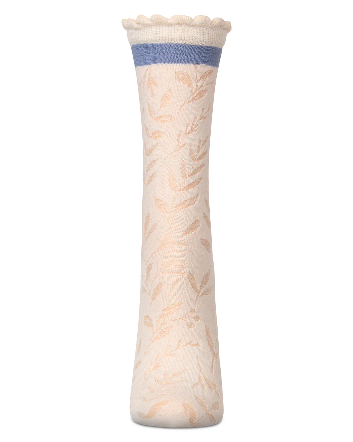 Women's "Fern Leaf" Cotton-Rich Scallop-Edge Crew Sock 9-11