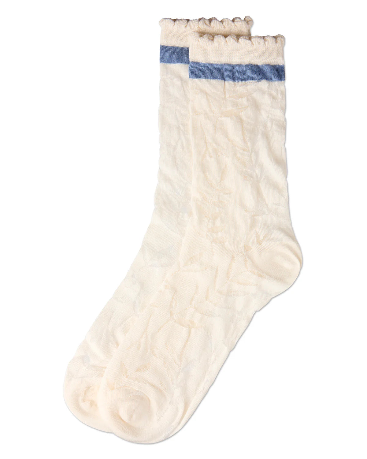 Women's "Fern Leaf" Cotton-Rich Scallop-Edge Crew Sock 9-11