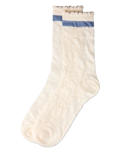 Women's "Fern Leaf" Cotton-Rich Scallop-Edge Crew Sock 9-11