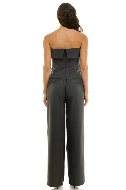 Fold Over Bandeau Top and Slack Set