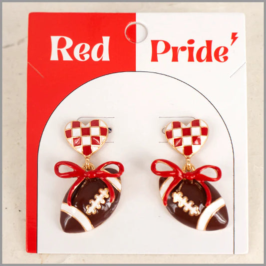 Red Pride Football Earrings