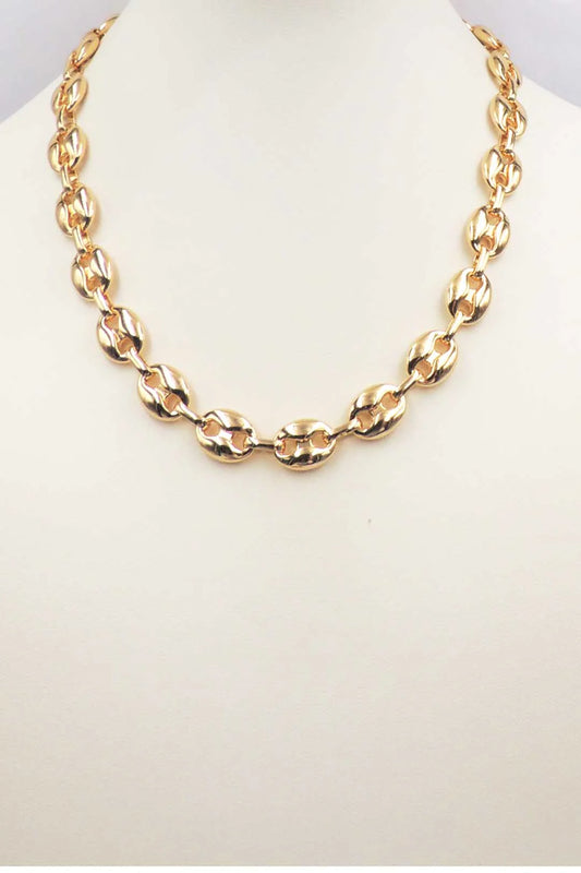 Gold Large Oval Chain 16"-18" Necklace