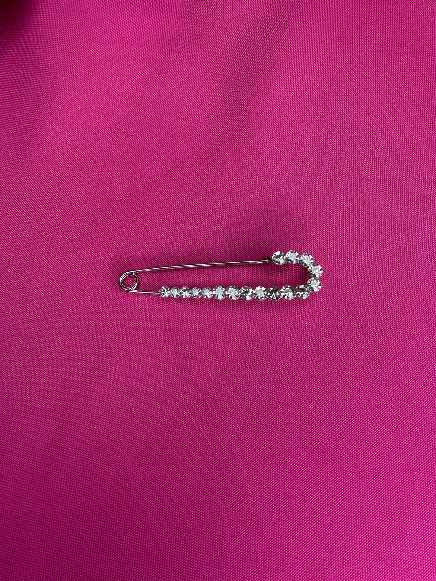 Rhinestone Safety Pin Brooch