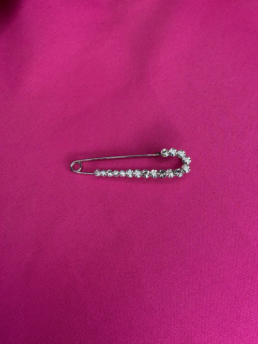 Rhinestone Safety Pin Brooch