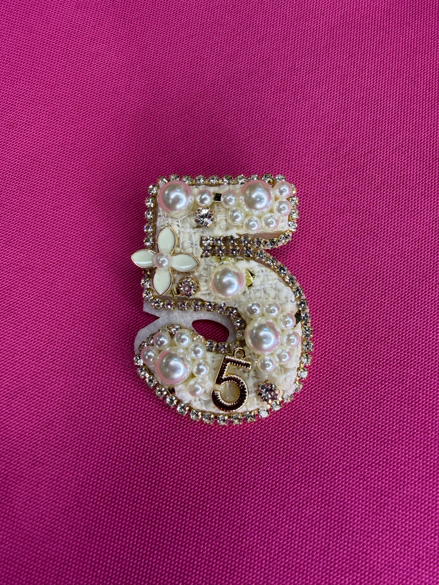 Number 5 Pearl Brooch