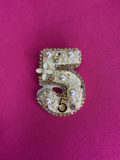 Number 5 Pearl Brooch