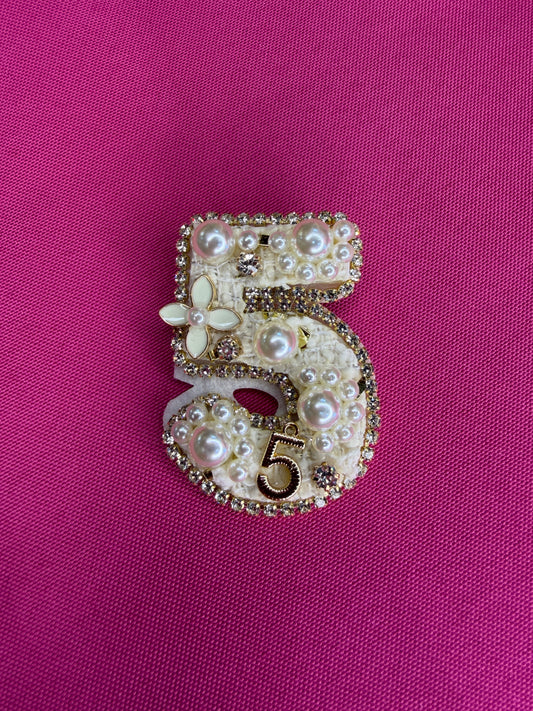 Number 5 Pearl Brooch