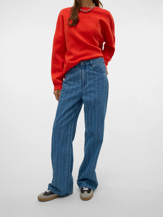 Kathy High Rise Wide Stripe Jeans
