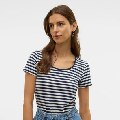 Lotte Striped Short Sleeve Top