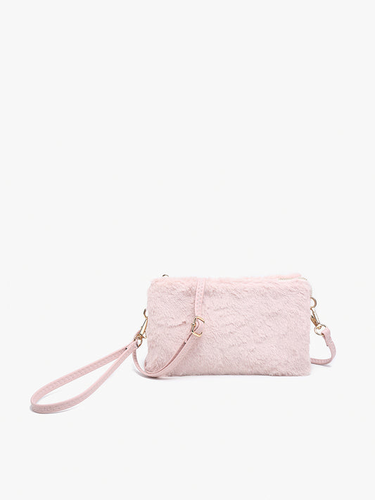 Riley Fur 3 Compartment Crossbody/Wristlet
