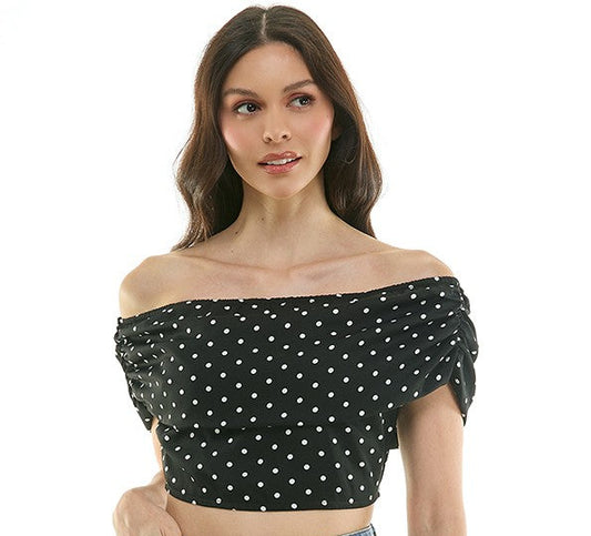 Polka Dot Off Shldr Top