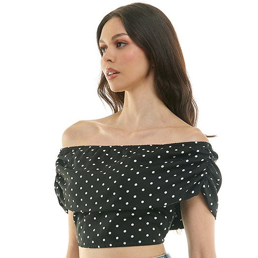 Polka Dot Off Shldr Top