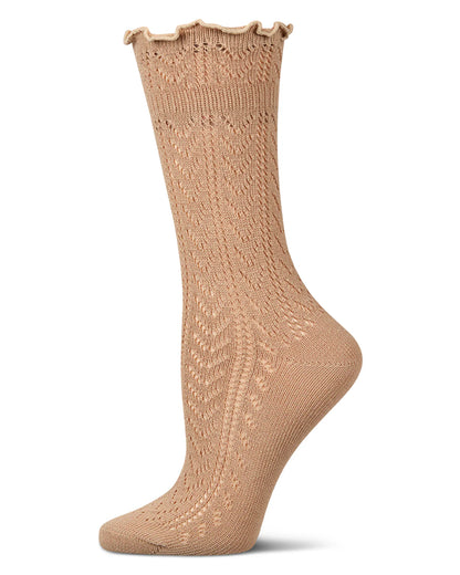 Women's Ruffle Pointelle Crew Socks 9-11