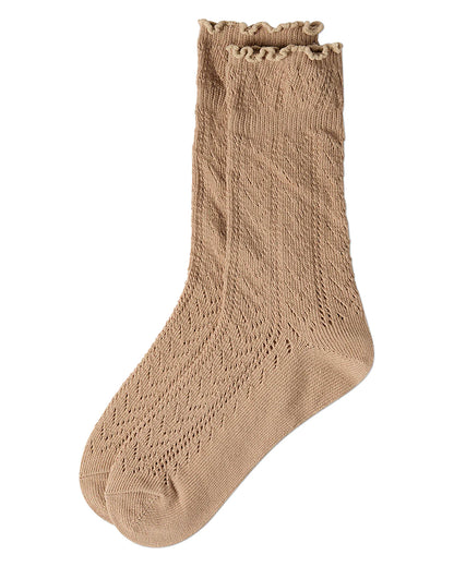 Women's Ruffle Pointelle Crew Socks 9-11