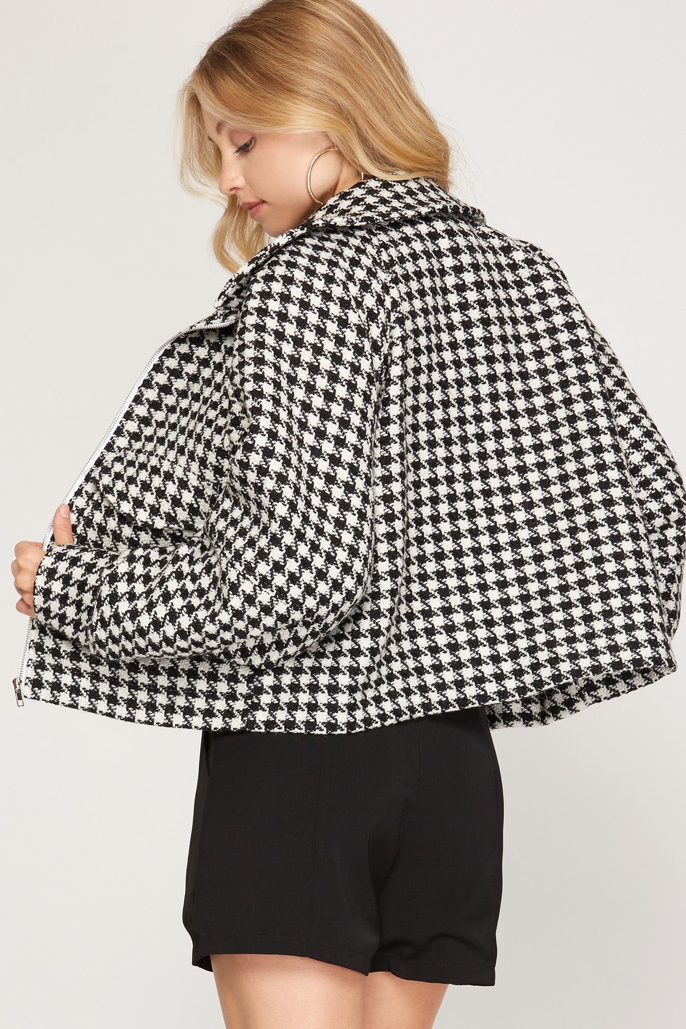 Herringbone Tweed Zipped Jacket