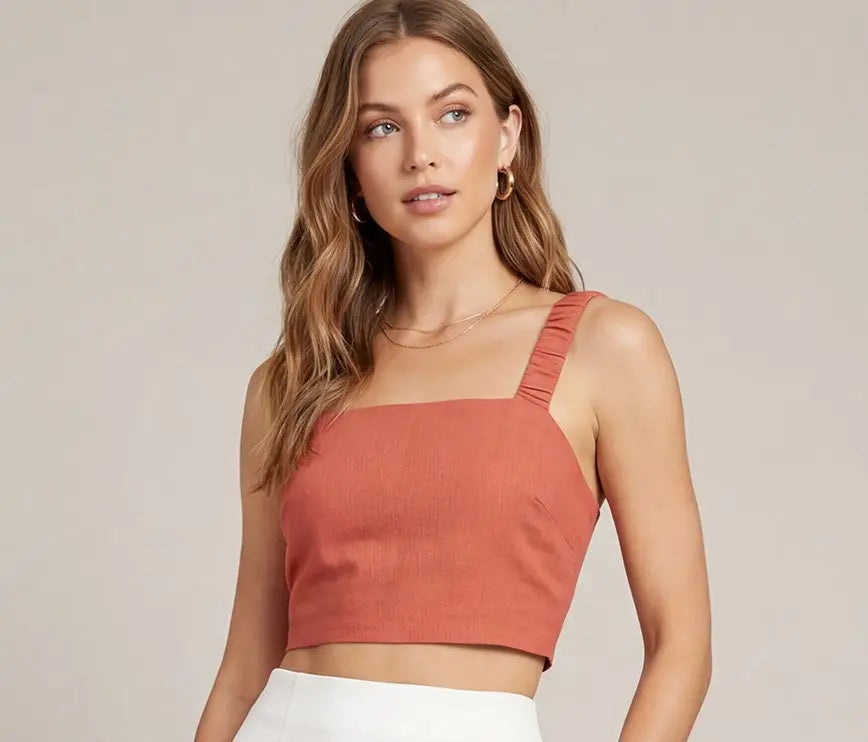 Cami Crop Linen Top
