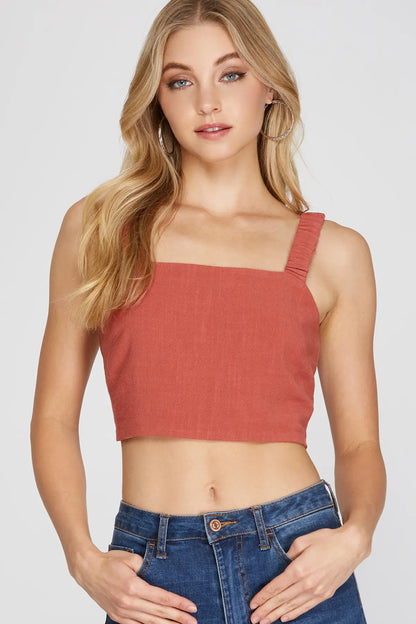 Cami Crop Linen Top