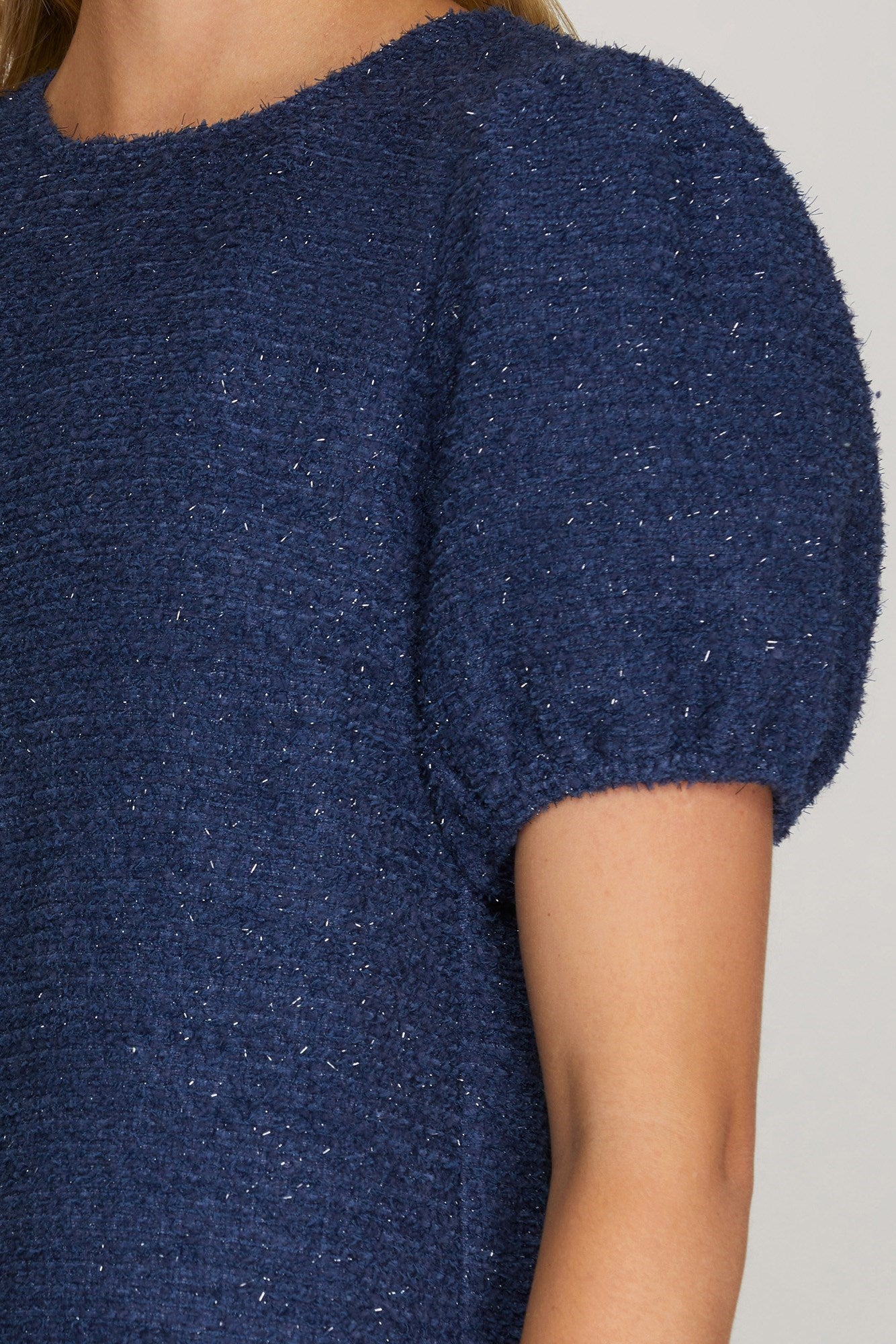 Puff Sleeve Lurex Woven Top