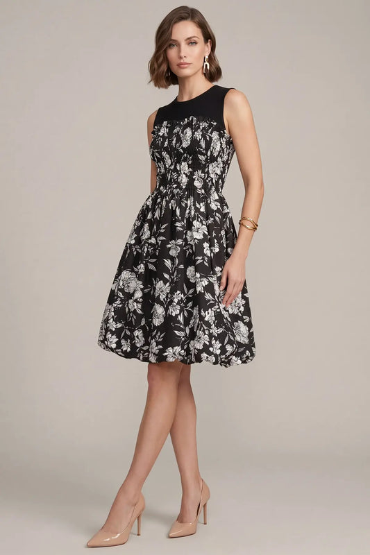 Black Floral Bubble Dress