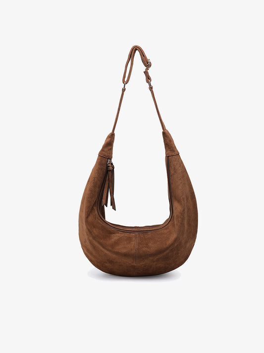 Slouchy Brown Vegan Suede Hobo Bag