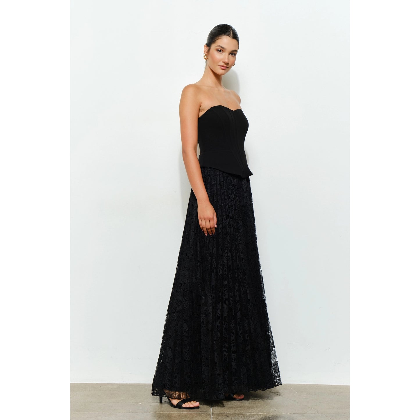 Strapless Corset Lace-Up Maxi Dress