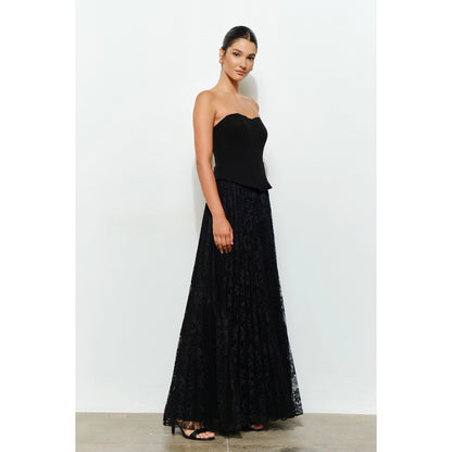 Strapless Corset Lace-Up Maxi Dress