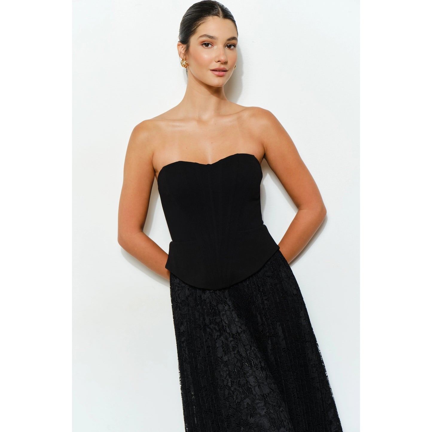 Strapless Corset Lace-Up Maxi Dress