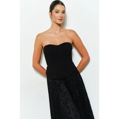 Strapless Corset Lace-Up Maxi Dress