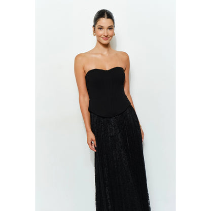 Strapless Corset Lace-Up Maxi Dress