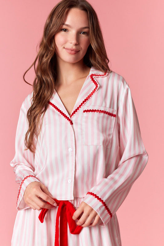 Stripe Velvet Wavy Edge Pajama Set