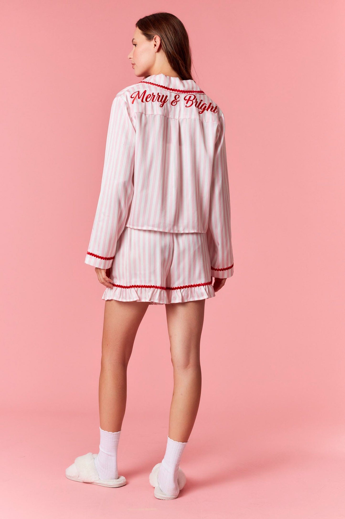 Stripe Velvet Wavy Edge Pajama Set