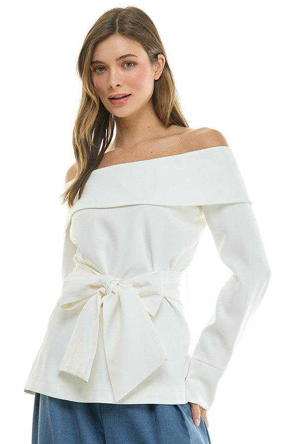 Off the Shoulder Belted Top