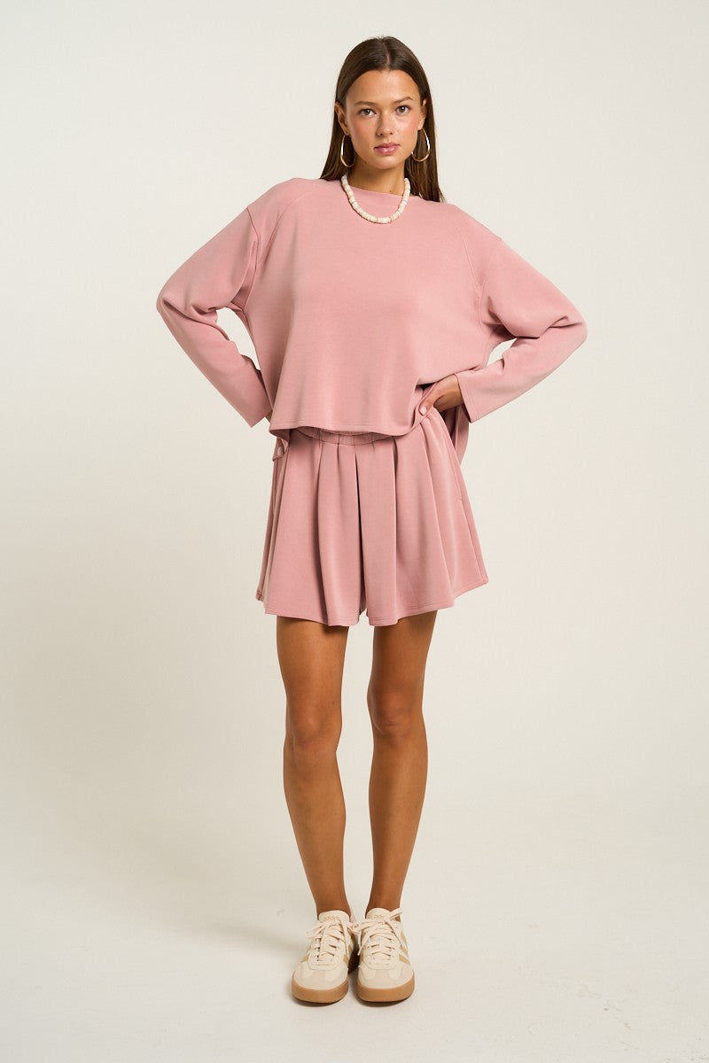 Ultra Soft Pleated Front Shorts in Pink