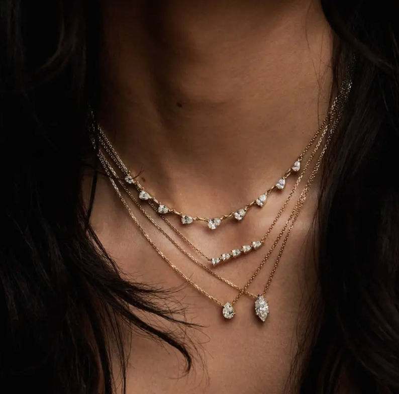 Solitaire Collection-14K gold Necklace layers 