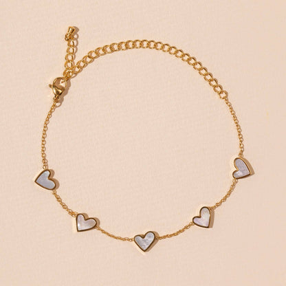 SS Anklet with Heart Charms
