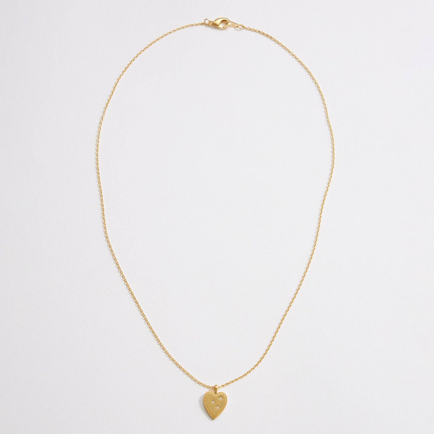 Gold Heart Pendant Necklace with Star Details