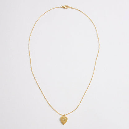 Gold Heart Pendant Necklace with Star Details