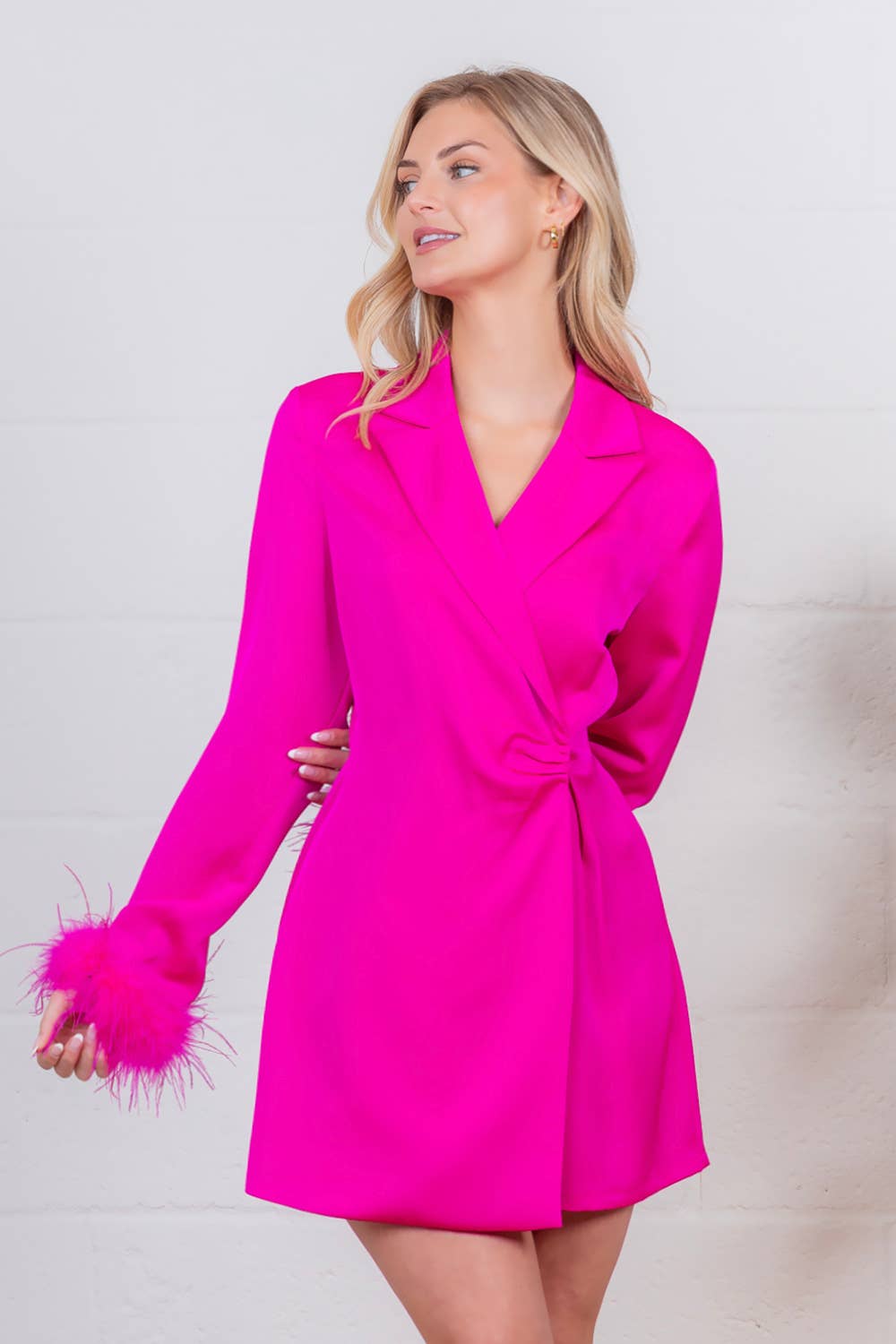 LR70066T-Satin romper with feather detail sleeve
