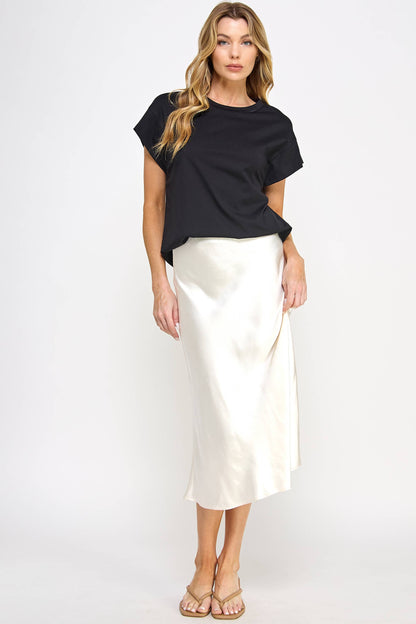 Satin Pearl Midi Skirt