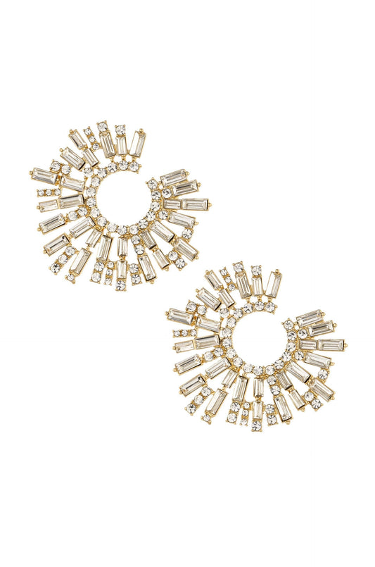 Opulent Crystal Stardust 18k Gold Plated Open Circle Earrings: Clear Crystals / One Size