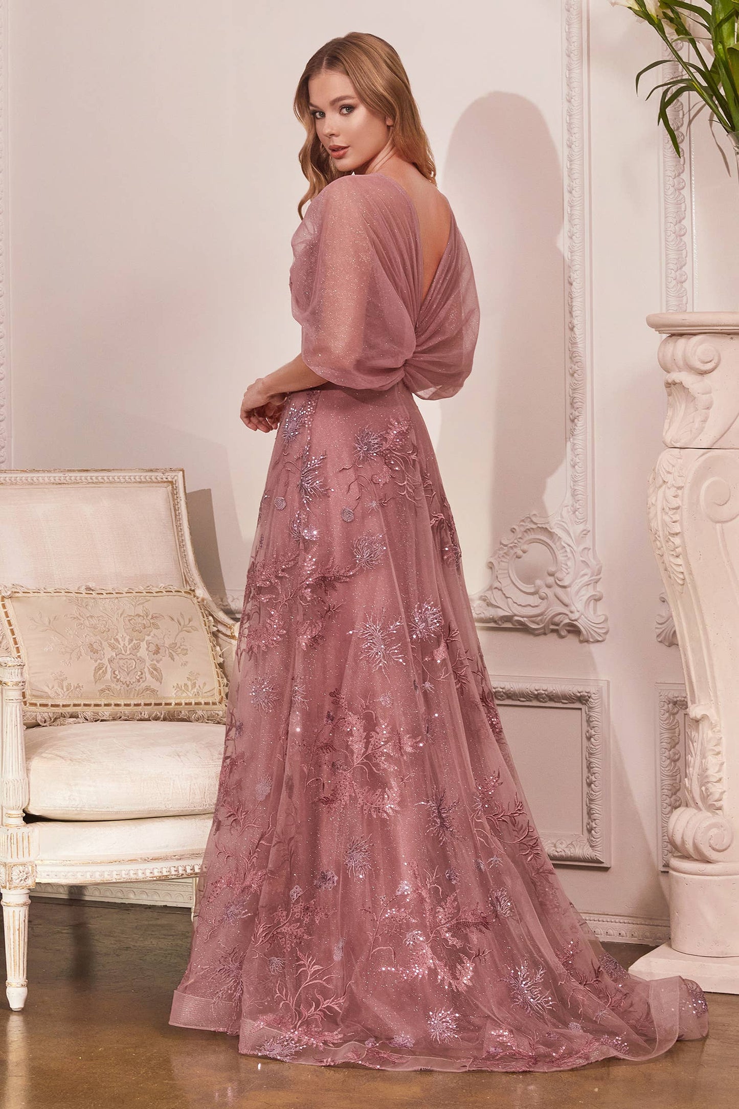 STRAPLESS LAYERED TULLE GOWN: 10 / Dusty Rose